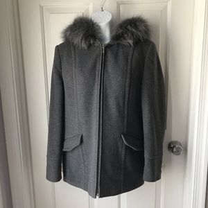 Mackintosh New England wool blend / fox fur trim